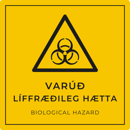 Varúð, líffræðileg hætta - viðvörunarskilti, gult