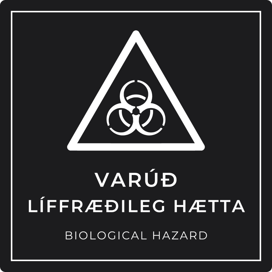 Varúð, líffræðileg hætta - viðvörunarskilti, svart