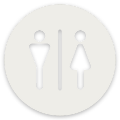 Karl og kona, hringlaga WC skilti, útskorið, hvítt matt