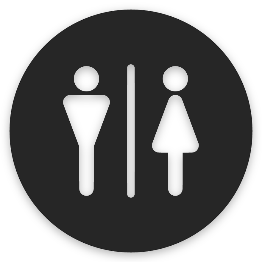 Karl og kona, hringlaga WC skilti, útskorið, svart matt