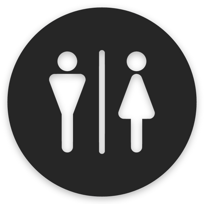 Karl og kona, hringlaga WC skilti, útskorið, svart matt