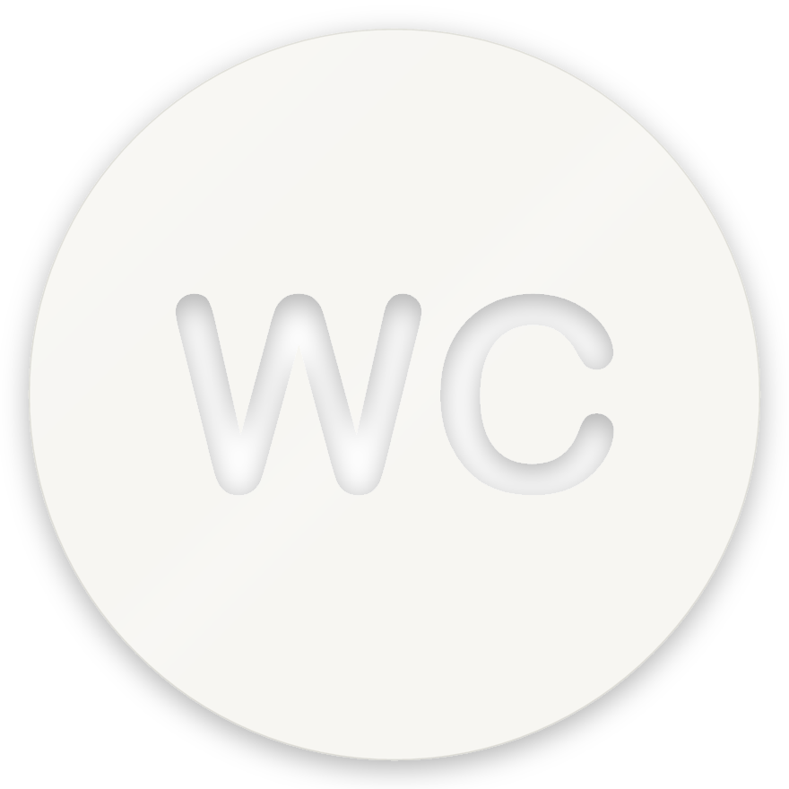 WC, hringlaga WC skilti, útskorið, hvítt glans