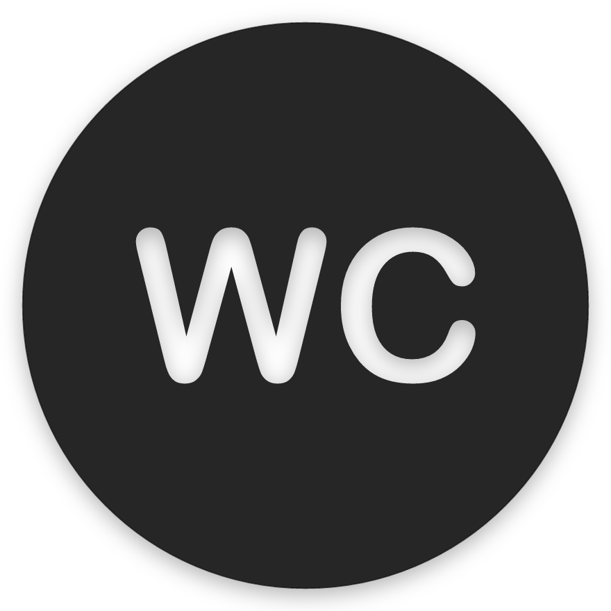WC, hringlaga WC skilti, útskorið, svart matt