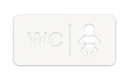 Ferhyrnt WC skilti, WC og skiptiaðstaða, útskorið í hvítu glans