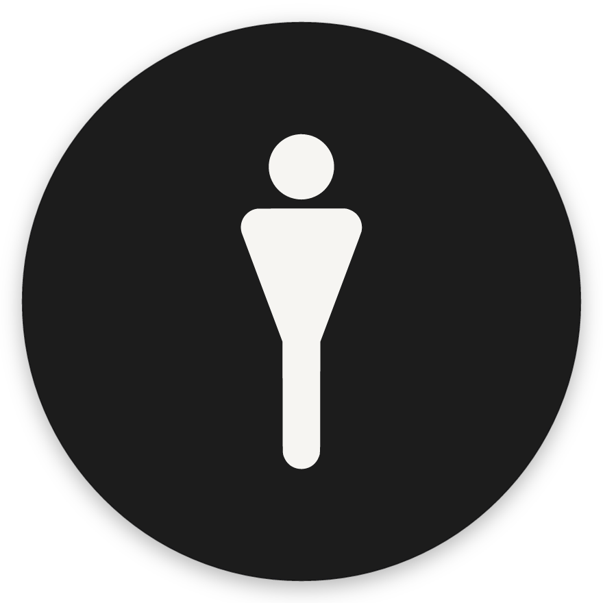 Karlar, hringlaga WC skilti, grafið, svart