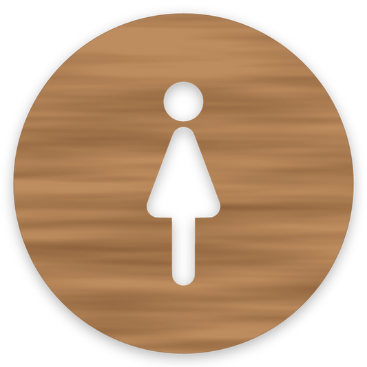Konur, hringlaga WC skilti, útskorið, hnota
