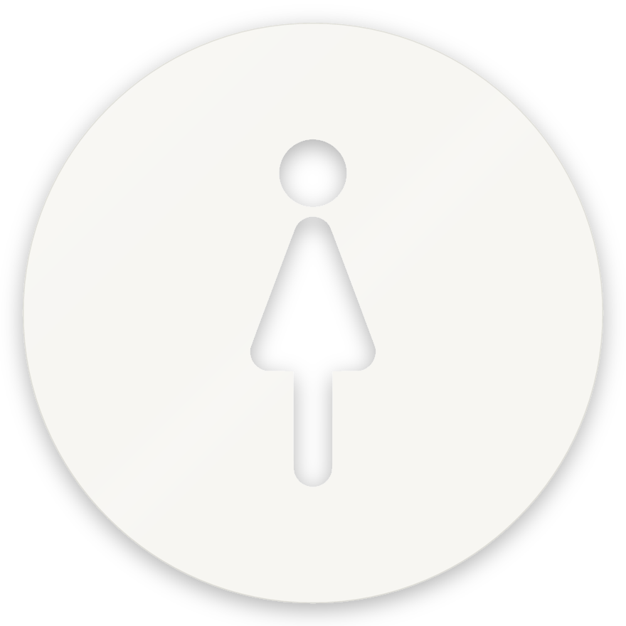 Konur, hringlaga WC skilti, útskorið, hvítt glans
