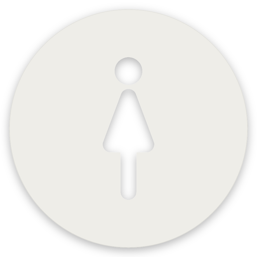 Konur, hringlaga WC skilti, útskorið, hvítt matt