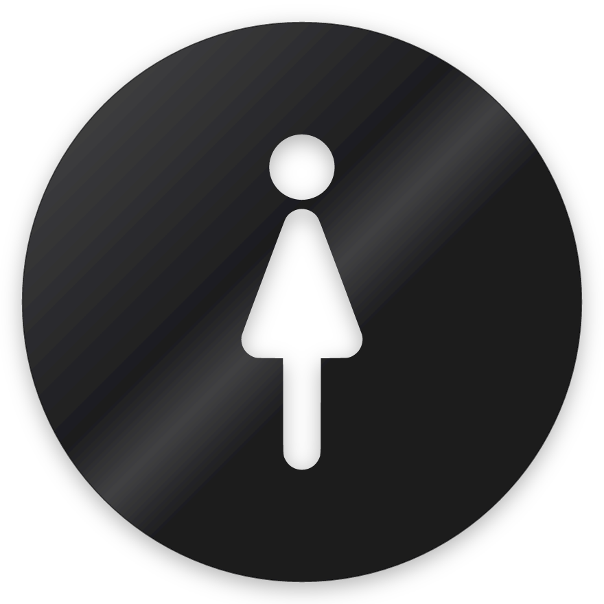 Konur, hringlaga WC skilti, útskorið, svart glans