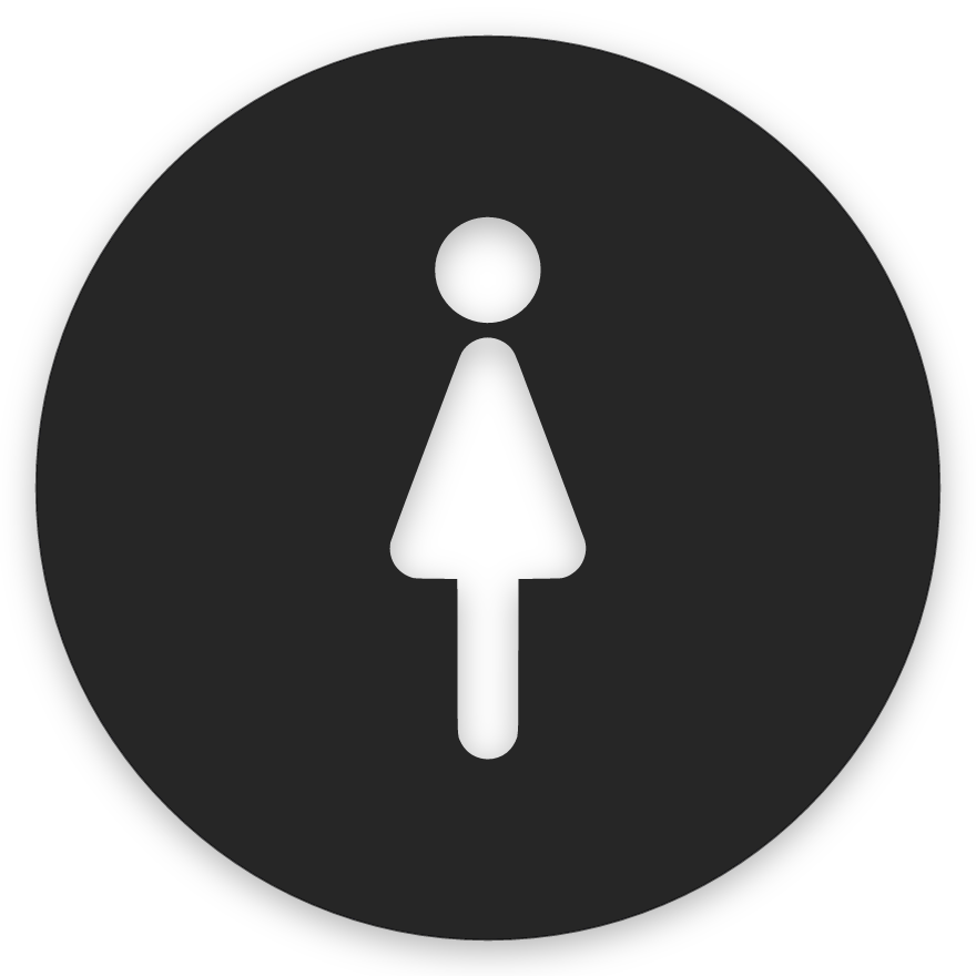 Konur, hringlaga WC skilti, útskorið, svart matt