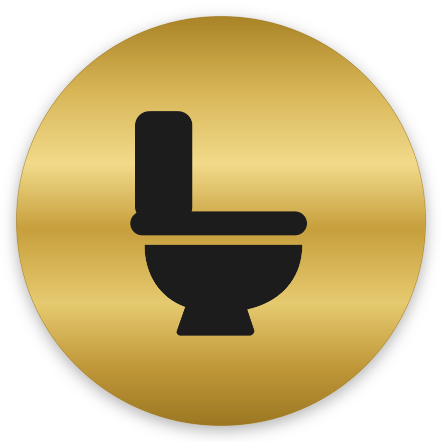 Salerni, hringlaga WC skilti, grafið, gyllt
