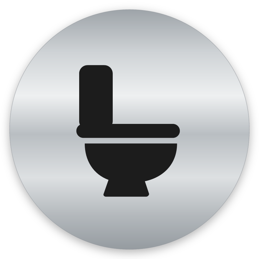 Salerni, hringlaga WC skilti, grafið, silfur
