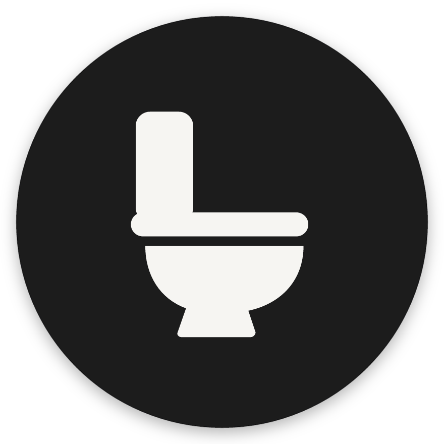 Salerni, hringlaga WC skilti, grafið, svart