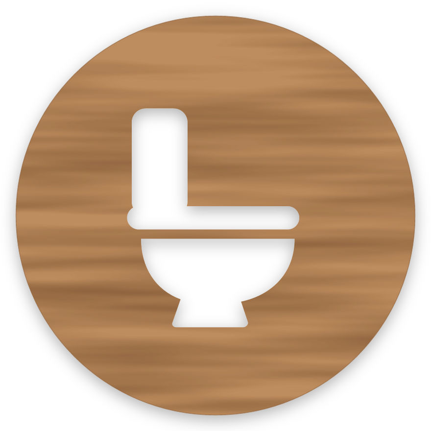 Salerni, hringlaga WC skilti, útskorið, hnota