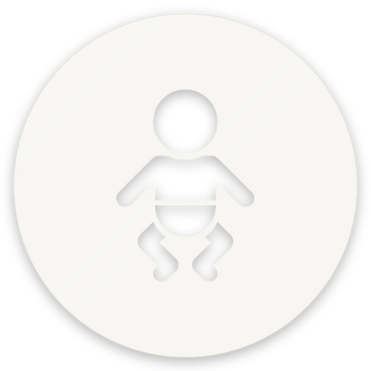 Skiptiaðstaða, hringlaga WC skilti, útskorið, hvítt glans