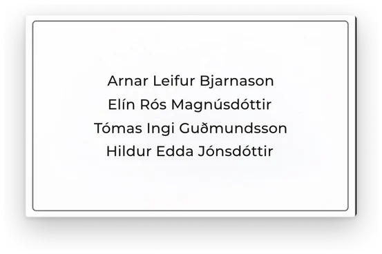 Hurðaskilti úr hvítu akrýli með nöfnum