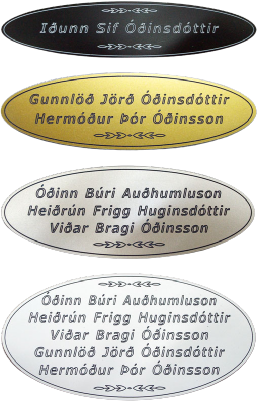 hurðaskilti sporöskjulaga